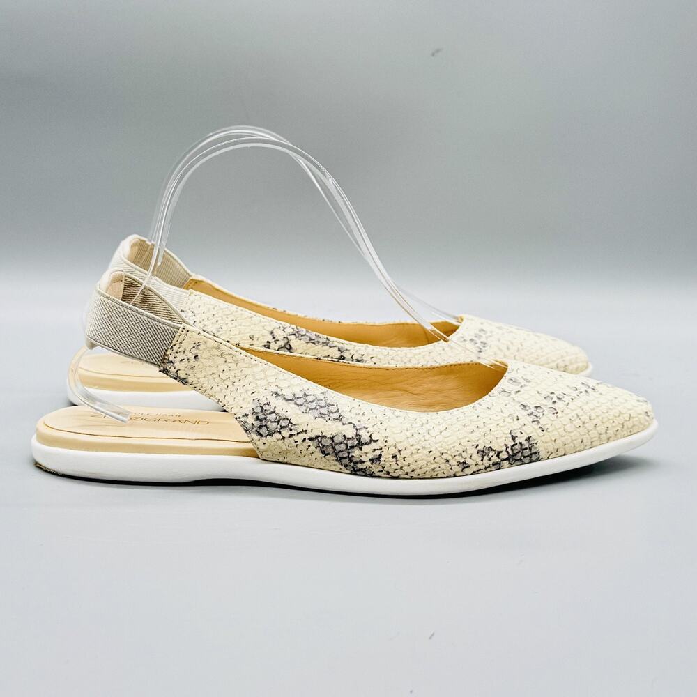 Cole Haan Shoes Womens 9 Beige Snake Print Leather Zerogrand Slingback Flats